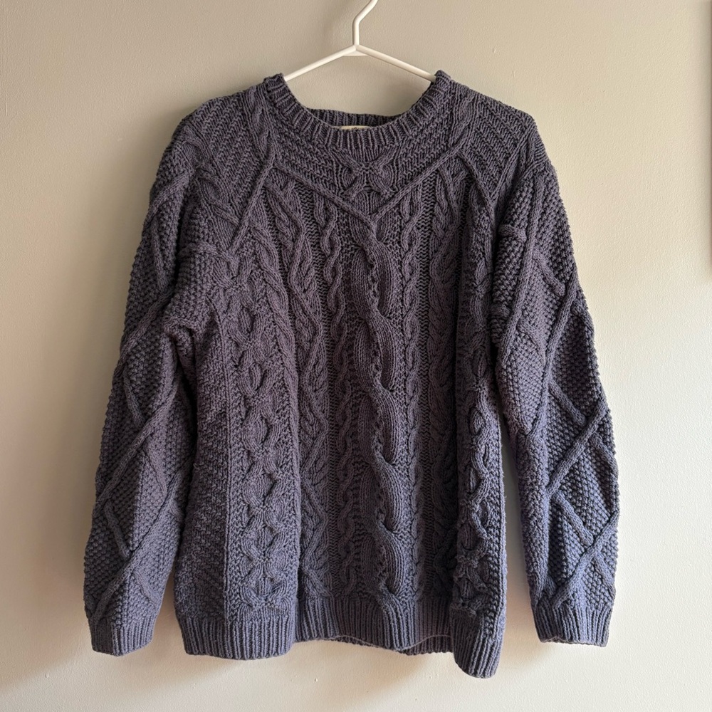 90s Eddie Bauer Grey/Blue Cable Knit Sweater/Jumper
